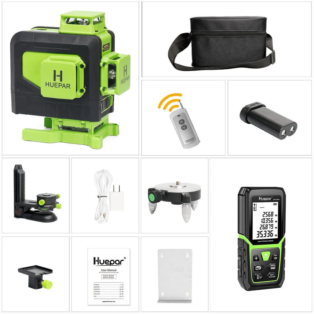 Máy cân mực laser 4D 16 tia xanh Huepar đa năng - Daisan Mart