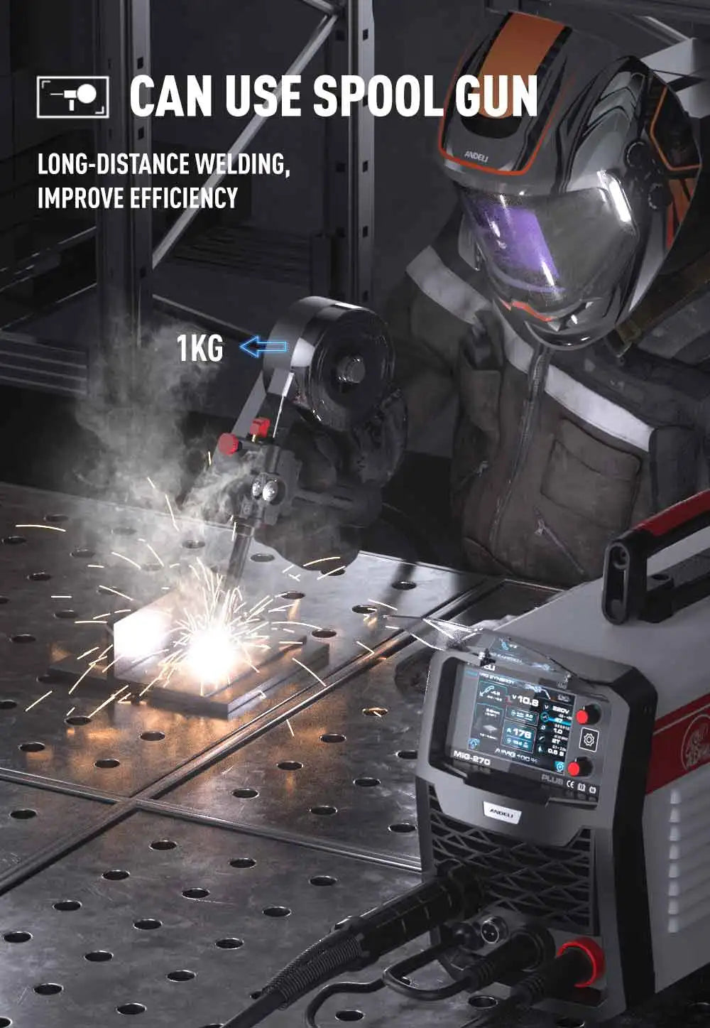 ANDELI 200A MIG Welder MIG/TIG/MMA/Aluminum Welding Gas/Gasless Semi-automatic Welding Machine 5 in 1 Multiprocess Welders - Daisan Mart