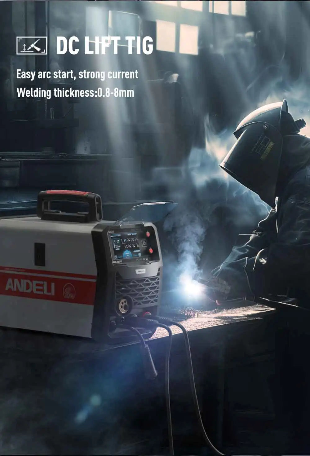 ANDELI 200A MIG Welder MIG/TIG/MMA/Aluminum Welding Gas/Gasless Semi-automatic Welding Machine 5 in 1 Multiprocess Welders - Daisan Mart