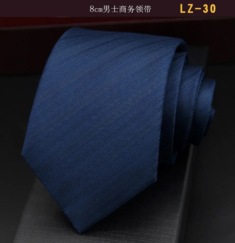 高品質藍色絲質領帶 8厘米