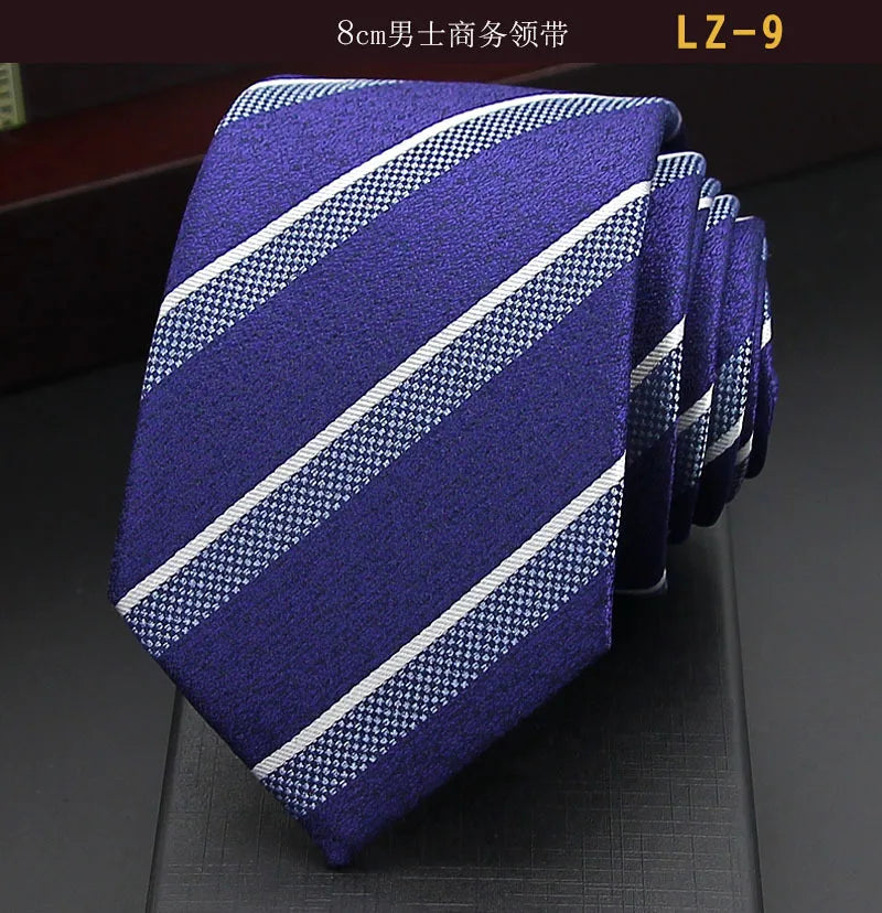 高品質藍色絲質領帶 8厘米