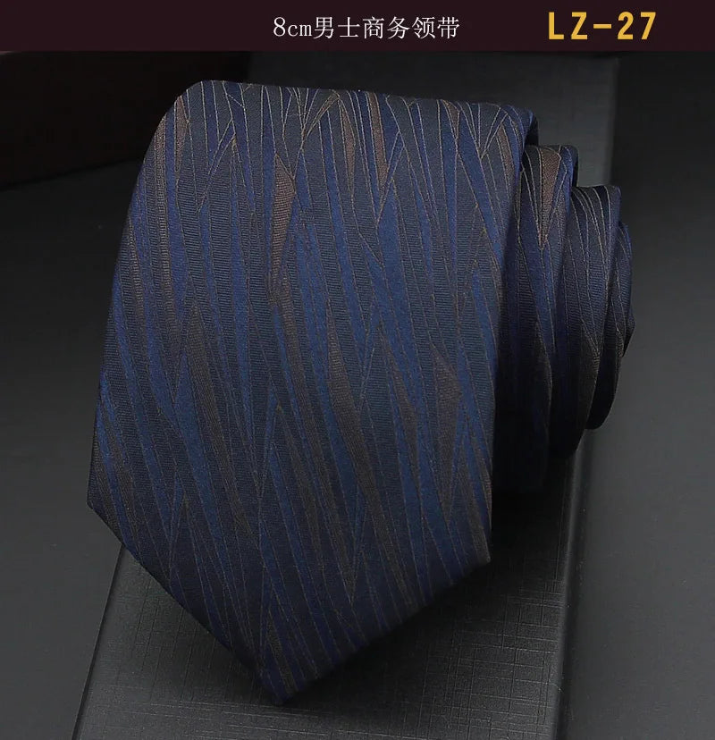 高品質藍色絲質領帶 8厘米