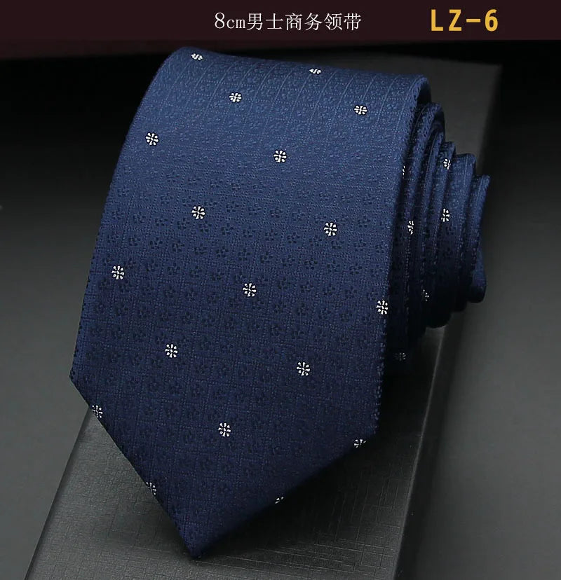 高品質藍色絲質領帶 8厘米