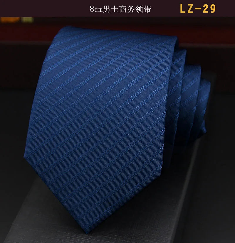 高品質藍色絲質領帶 8厘米