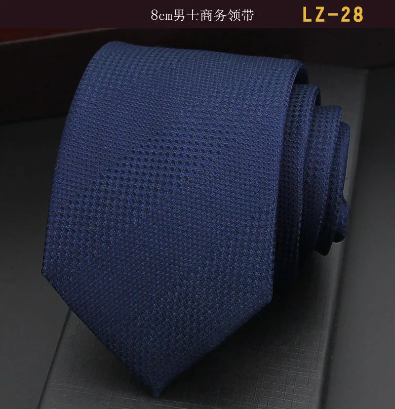 高品質藍色絲質領帶 8厘米