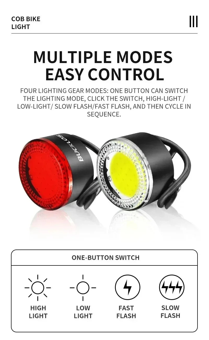 Đèn Xe Đạp BUCKLOS LED COB Chống Nước Sạc USB 1100mAh - Daisan Mart