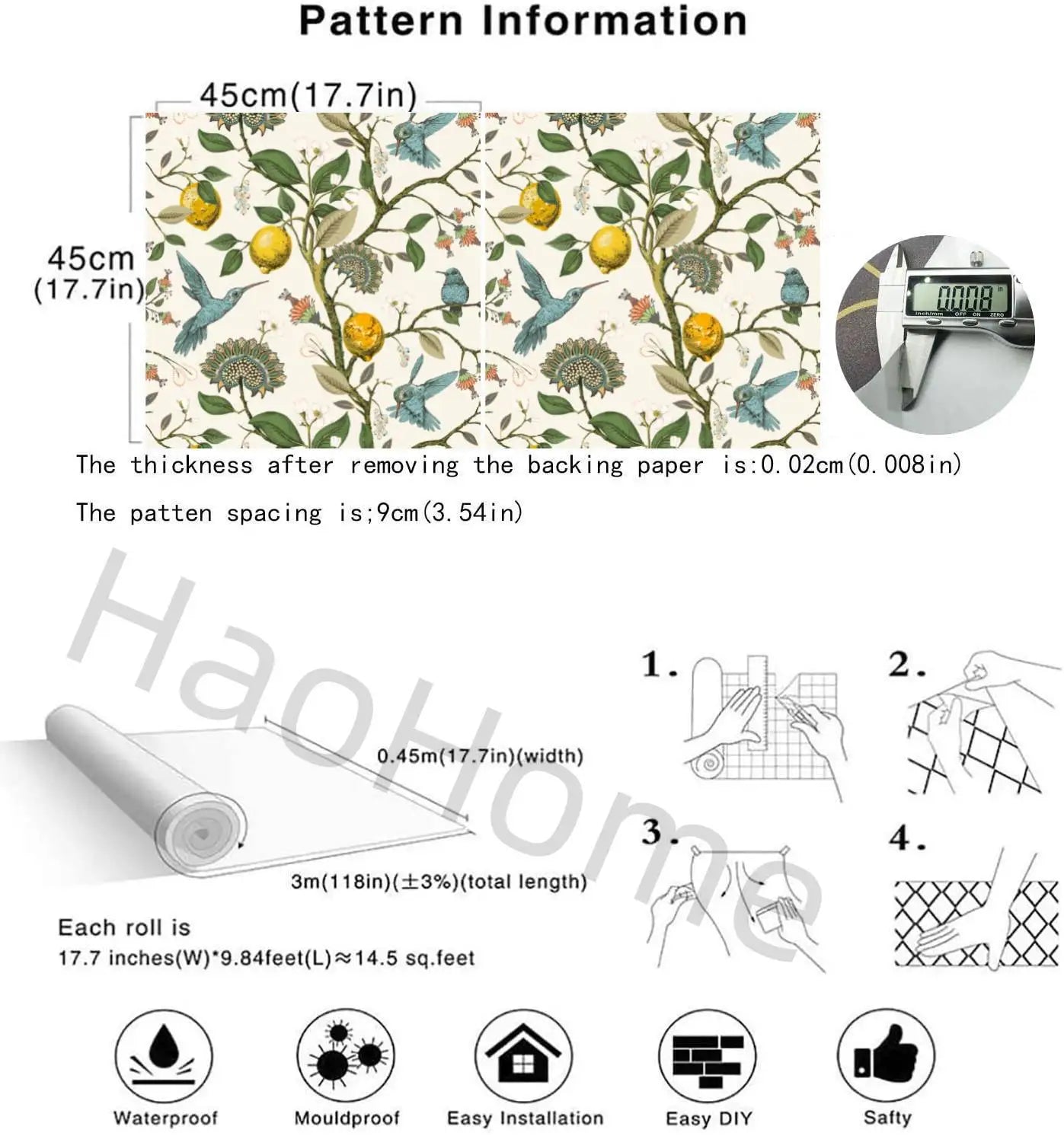 Giấy Dán Tường Cây Chanh Xanh Tươi Dán Dễ Dàng - Daisan Mart