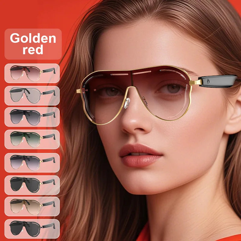 YHA17 AI Translation Smart Glasses EU USA Large Frame Sunscreen Color-changing Stainless Bluetooth Audio Sunglasses Work Glasses - Daisan Mart