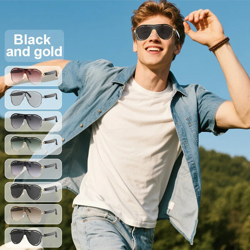 YHA17 AI Translation Smart Glasses EU USA Large Frame Sunscreen Color-changing Stainless Bluetooth Audio Sunglasses Work Glasses - Daisan Mart