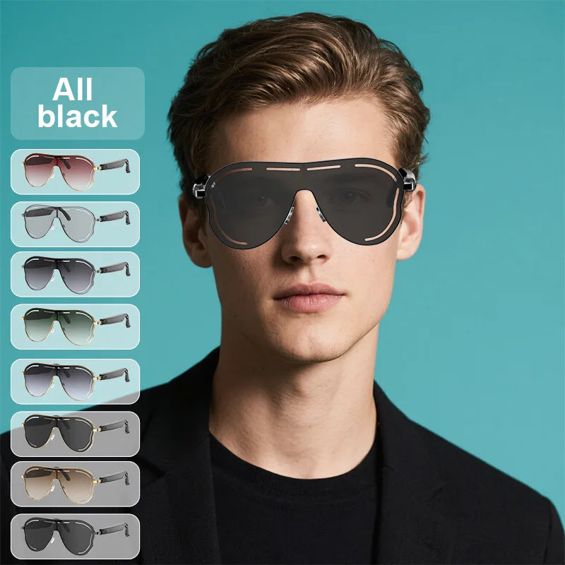 YHA17 AI Translation Smart Glasses EU USA Large Frame Sunscreen Color-changing Stainless Bluetooth Audio Sunglasses Work Glasses - Daisan Mart