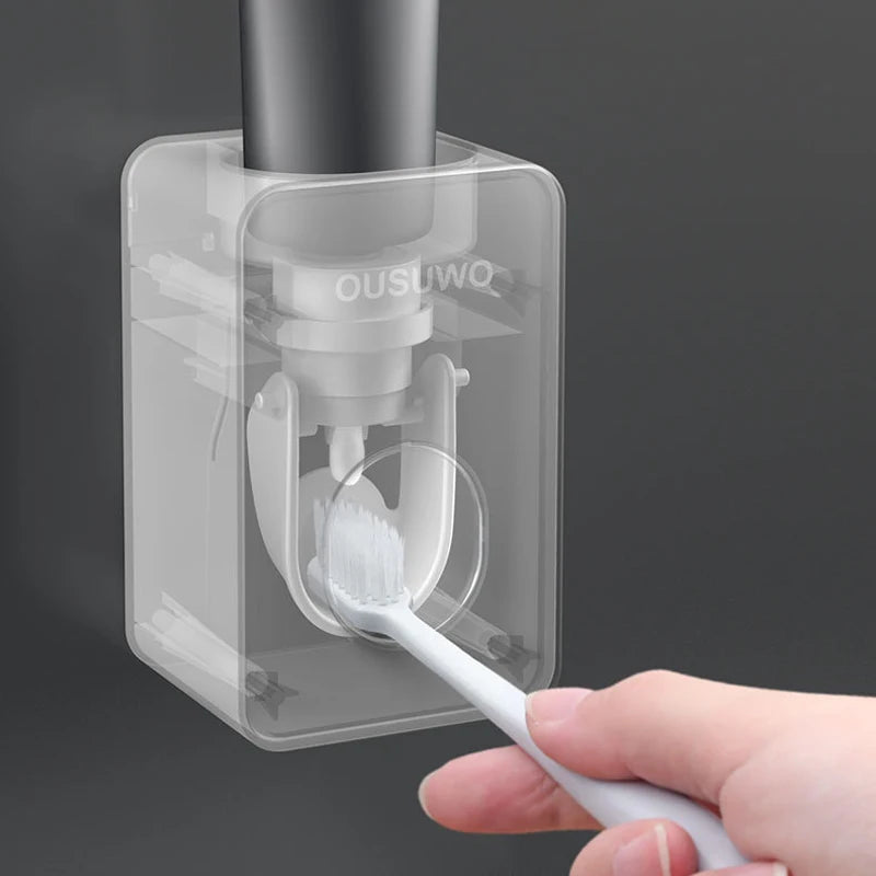 Automatic Toothpaste Dispenser Dust-proof Toothbrush Holder Wall Mount Stand Bathroom Accessories Set  Squeezer - Daisan Mart