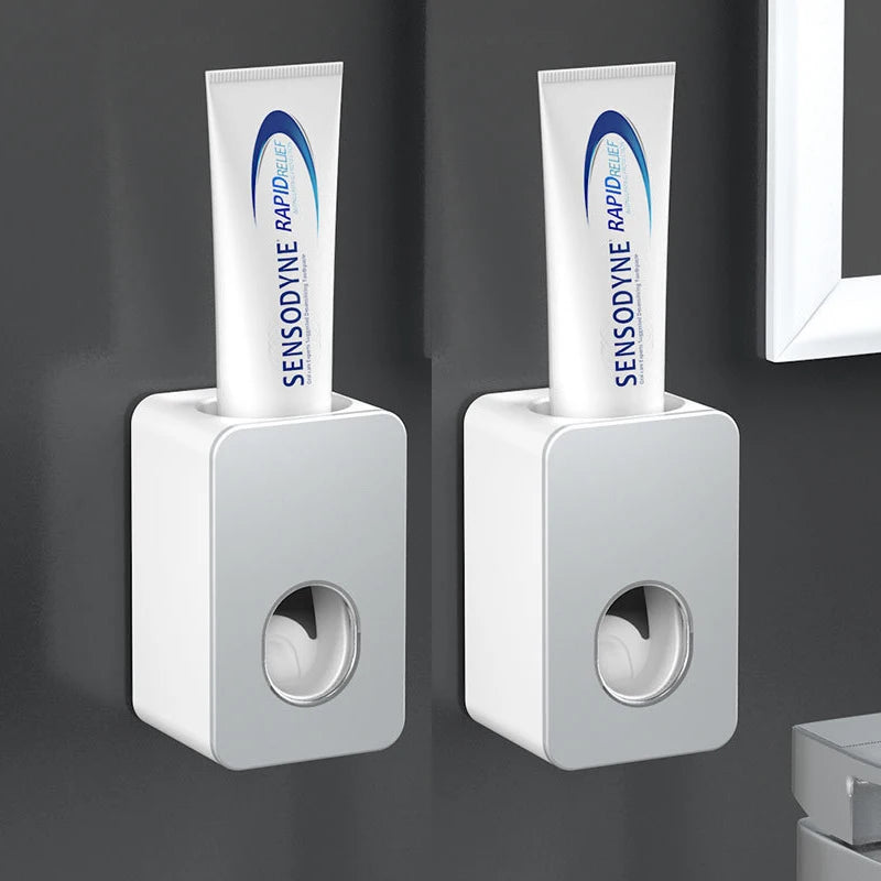 Automatic Toothpaste Dispenser Dust-proof Toothbrush Holder Wall Mount Stand Bathroom Accessories Set  Squeezer - Daisan Mart
