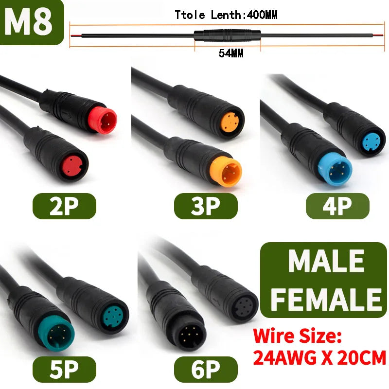 Đầu nối chống nước M6 M8 cho xe điện, kèm dây - Daisan Mart