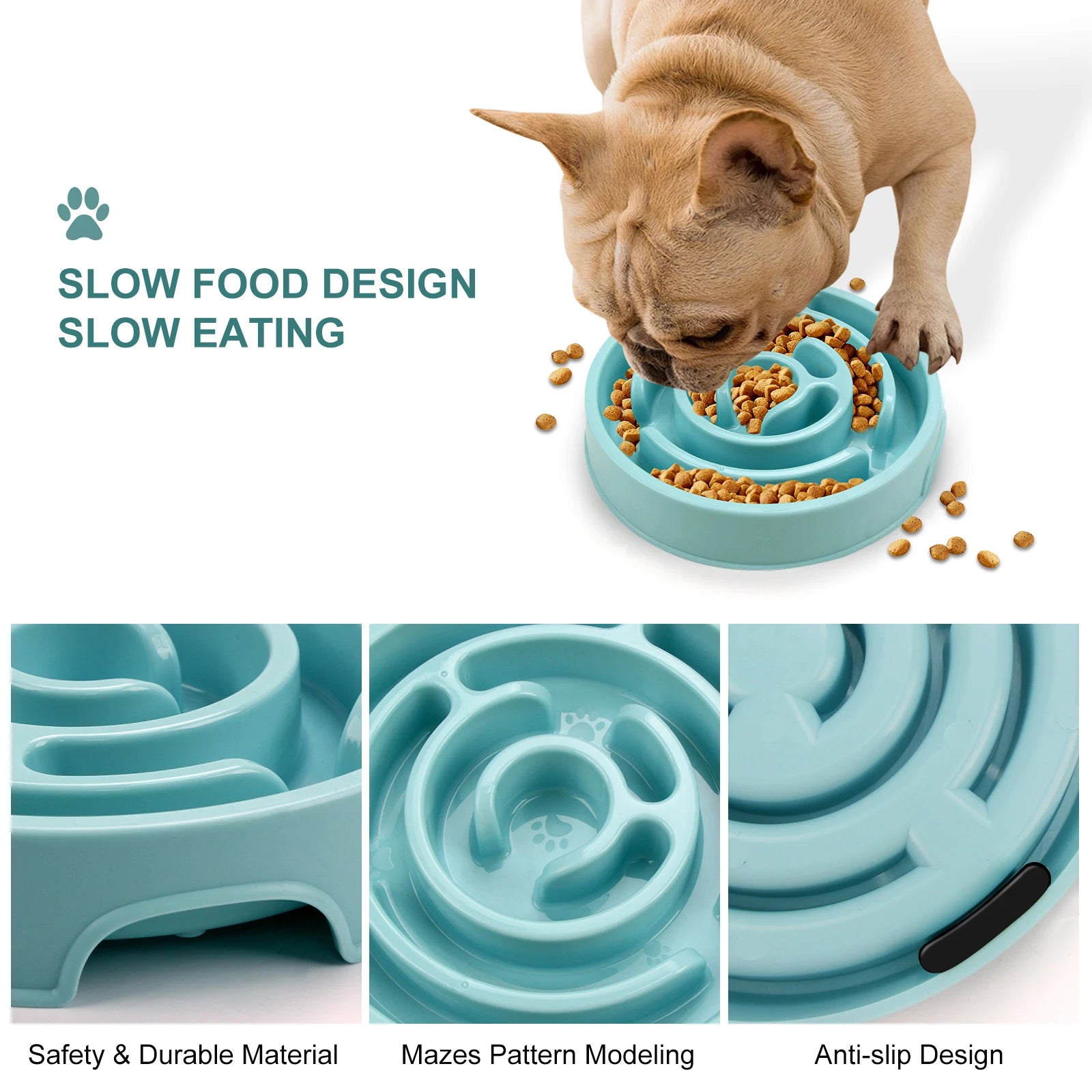 Pet Dog Slow Feeder Bowl Fun Non Slip Anti-Gulping Slower Food Feeding Dishes Eco Dog Bowl for Large Medium Small Dogs Puppy - Daisan Mart