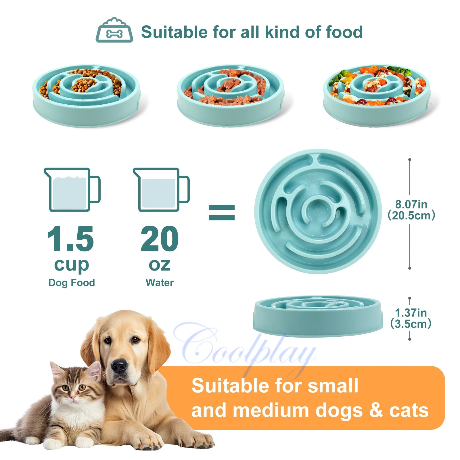 Pet Dog Slow Feeder Bowl Fun Non Slip Anti-Gulping Slower Food Feeding Dishes Eco Dog Bowl for Large Medium Small Dogs Puppy - Daisan Mart