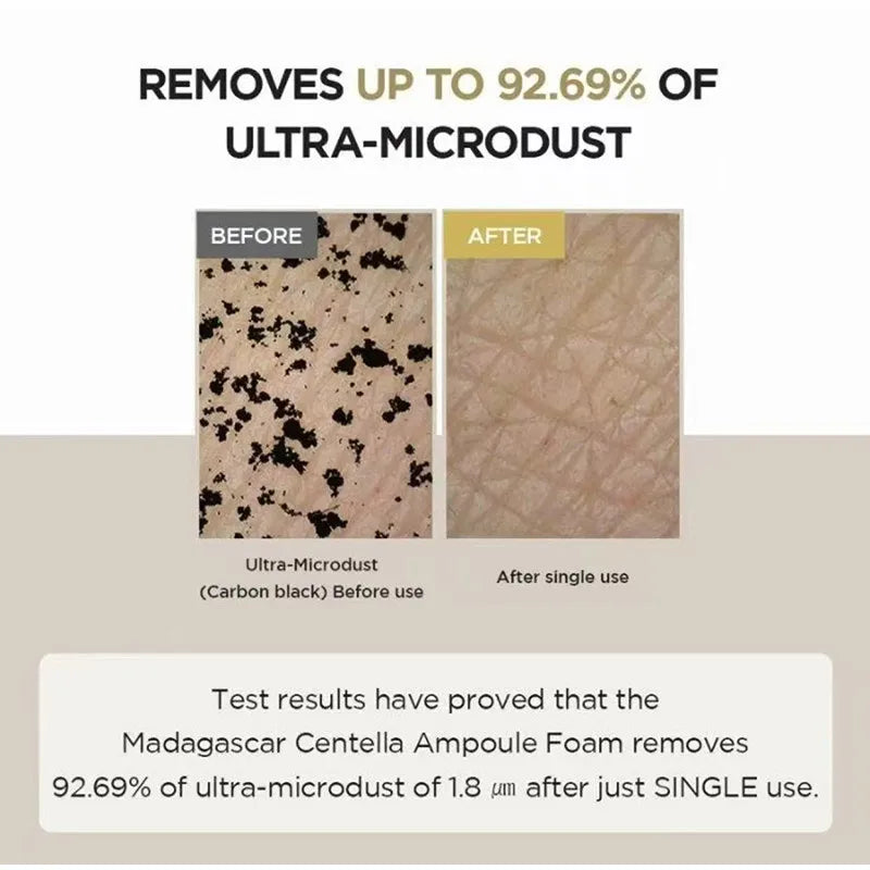 積雪草清爽潔面泡沫，溫和去除污垢，控油深層清潔舒緩安瓶泡沫，韓國保養品