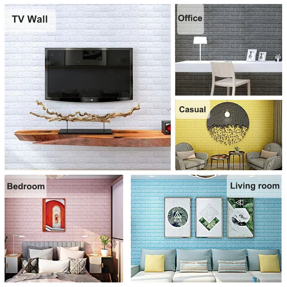3D Brick Wall Sticker Strong three-dimensional 77*70cm Monochrome and Retro adesivos de parede paper Bring the fun of home life - Daisan Mart