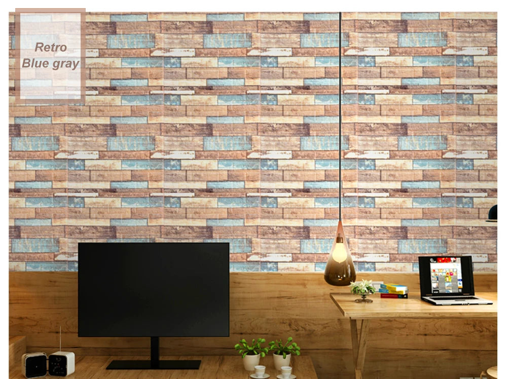 3D Brick Wall Sticker Strong three-dimensional 77*70cm Monochrome and Retro adesivos de parede paper Bring the fun of home life - Daisan Mart