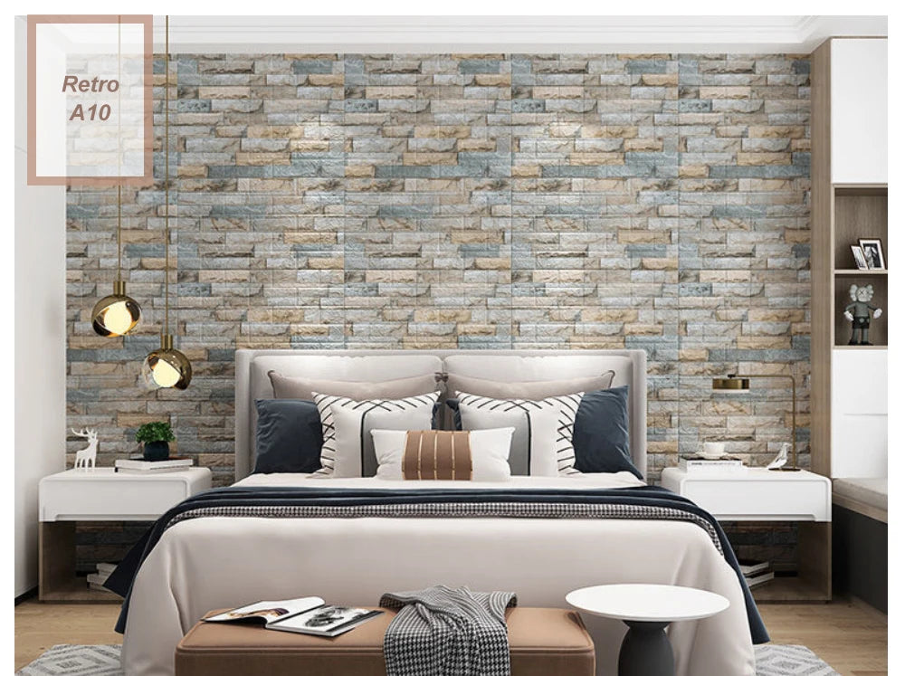 3D Brick Wall Sticker Strong three-dimensional 77*70cm Monochrome and Retro adesivos de parede paper Bring the fun of home life - Daisan Mart