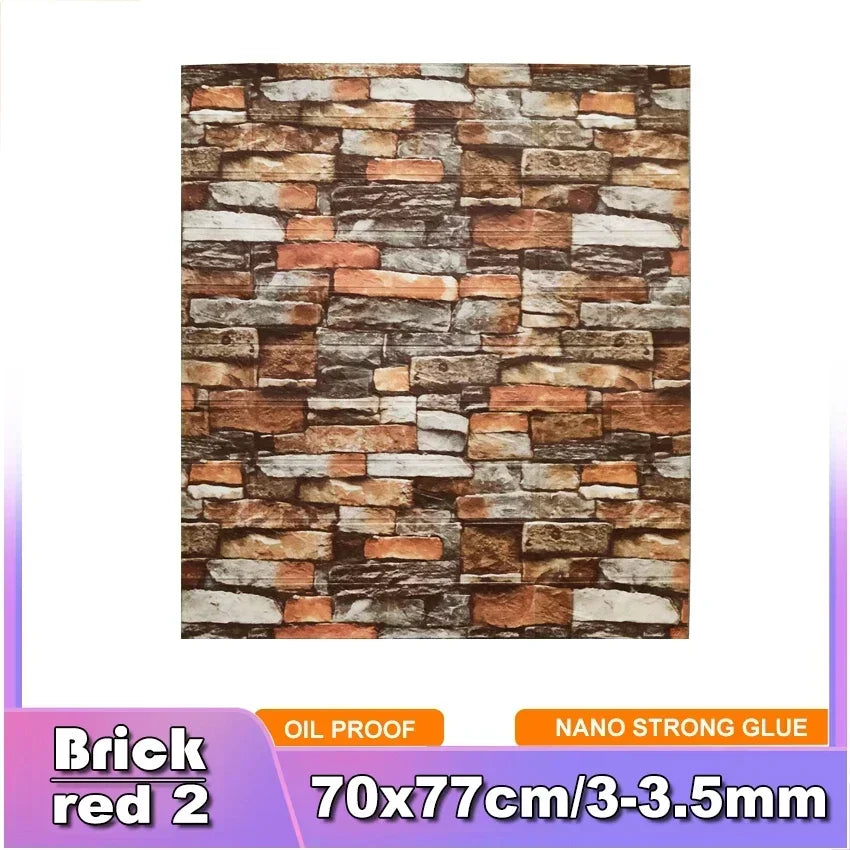 3D Brick Wall Sticker Strong three-dimensional 77*70cm Monochrome and Retro adesivos de parede paper Bring the fun of home life - Daisan Mart