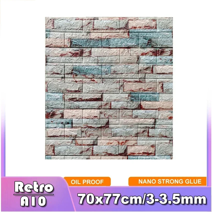 3D Brick Wall Sticker Strong three-dimensional 77*70cm Monochrome and Retro adesivos de parede paper Bring the fun of home life - Daisan Mart