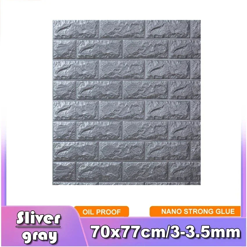 3D Brick Wall Sticker Strong three-dimensional 77*70cm Monochrome and Retro adesivos de parede paper Bring the fun of home life - Daisan Mart