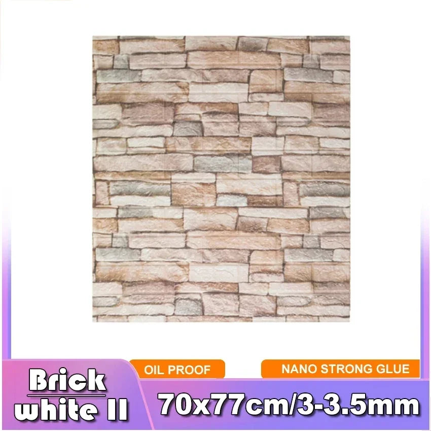 3D Brick Wall Sticker Strong three-dimensional 77*70cm Monochrome and Retro adesivos de parede paper Bring the fun of home life - Daisan Mart