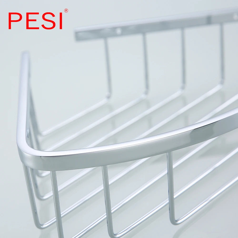 Bathroom Shelf Black Stainless Steel Single Bathroom Shelves Shower Storage Rack Wall Mounted Corner Basket Shampoo Shelf. - Daisan Mart