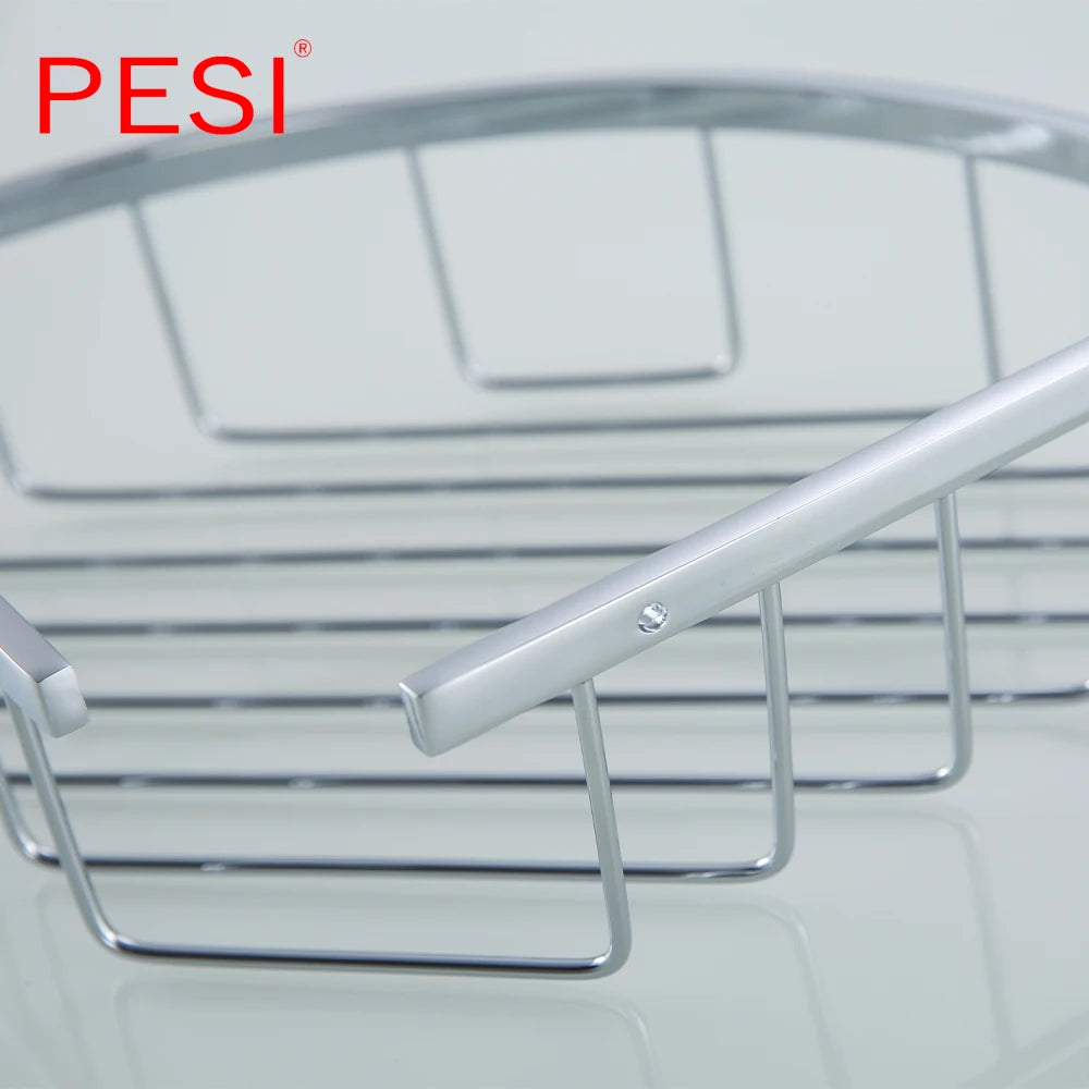 Bathroom Shelf Black Stainless Steel Single Bathroom Shelves Shower Storage Rack Wall Mounted Corner Basket Shampoo Shelf. - Daisan Mart