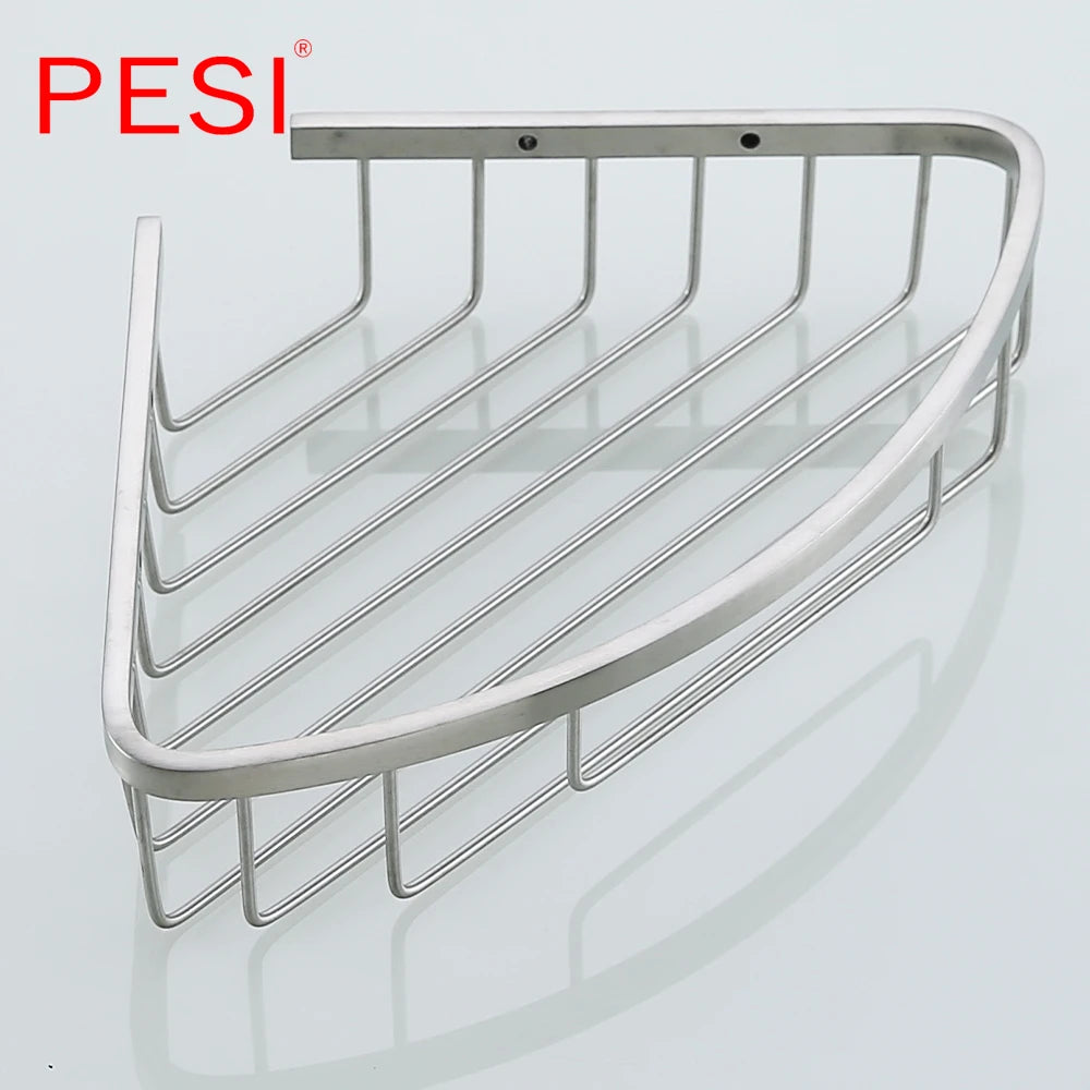 Bathroom Shelf Black Stainless Steel Single Bathroom Shelves Shower Storage Rack Wall Mounted Corner Basket Shampoo Shelf. - Daisan Mart