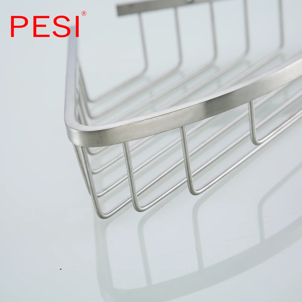 Bathroom Shelf Black Stainless Steel Single Bathroom Shelves Shower Storage Rack Wall Mounted Corner Basket Shampoo Shelf. - Daisan Mart
