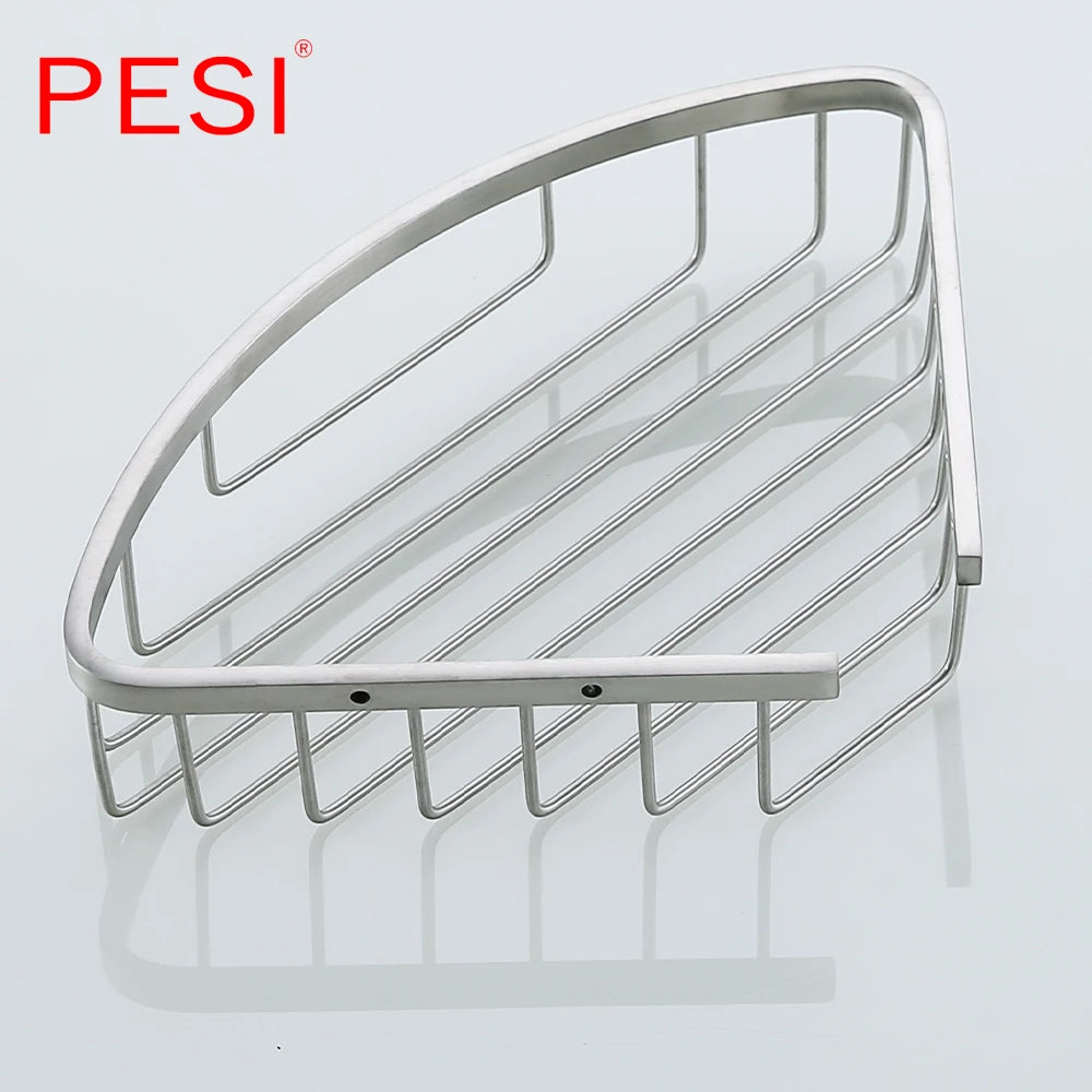 Bathroom Shelf Black Stainless Steel Single Bathroom Shelves Shower Storage Rack Wall Mounted Corner Basket Shampoo Shelf. - Daisan Mart