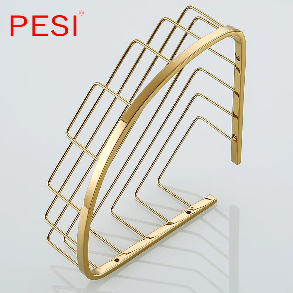 Bathroom Shelf Black Stainless Steel Single Bathroom Shelves Shower Storage Rack Wall Mounted Corner Basket Shampoo Shelf. - Daisan Mart
