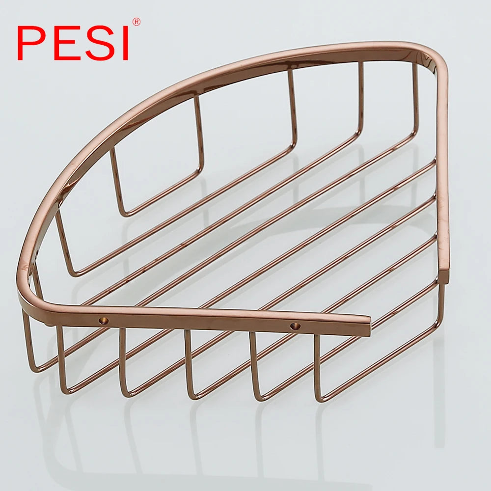 Bathroom Shelf Black Stainless Steel Single Bathroom Shelves Shower Storage Rack Wall Mounted Corner Basket Shampoo Shelf. - Daisan Mart