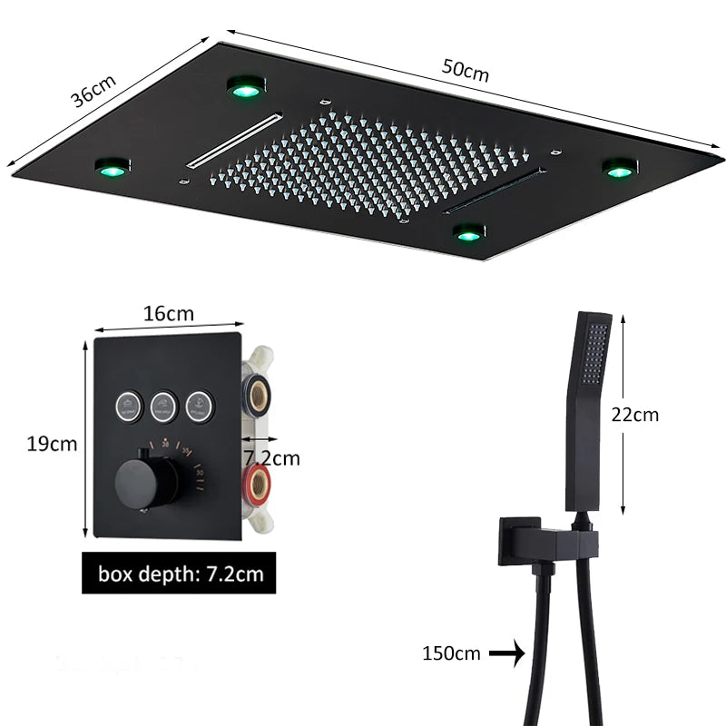 Vòi Sen Âm Trần LED Điều Nhiệt Kỹ Thuật Số 14x20 - Daisan Mart