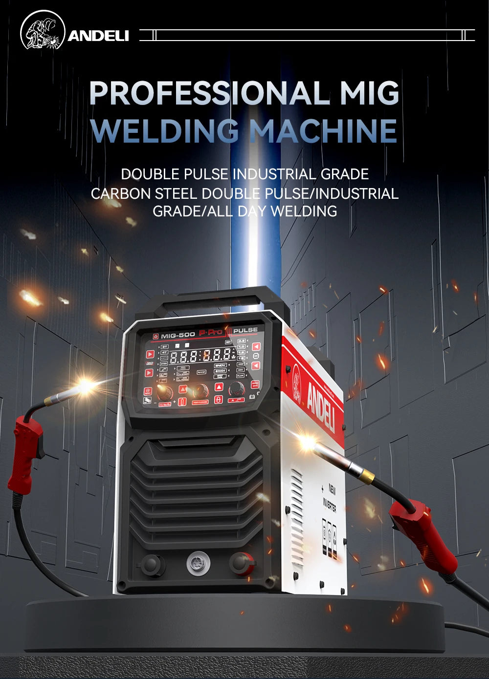 ANDELI MIG Welding Machine with Double Pulse Lift TIG MMA 3 in 1 Industrial MIG Welder with Wire Feeder - Daisan Mart