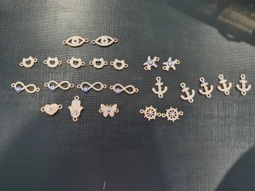 Mix Metal Rhinestone Gem Evil Blue Eye Charms Handmade Necklace Bracelet Pendants DIY Craft Jewelry Making Accessories - Daisan Mart