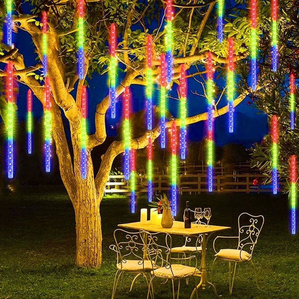 Đèn LED Mưa Sao 8 Ống 30cm Pin AA Trang Trí Sân Vườn - Daisan Mart
