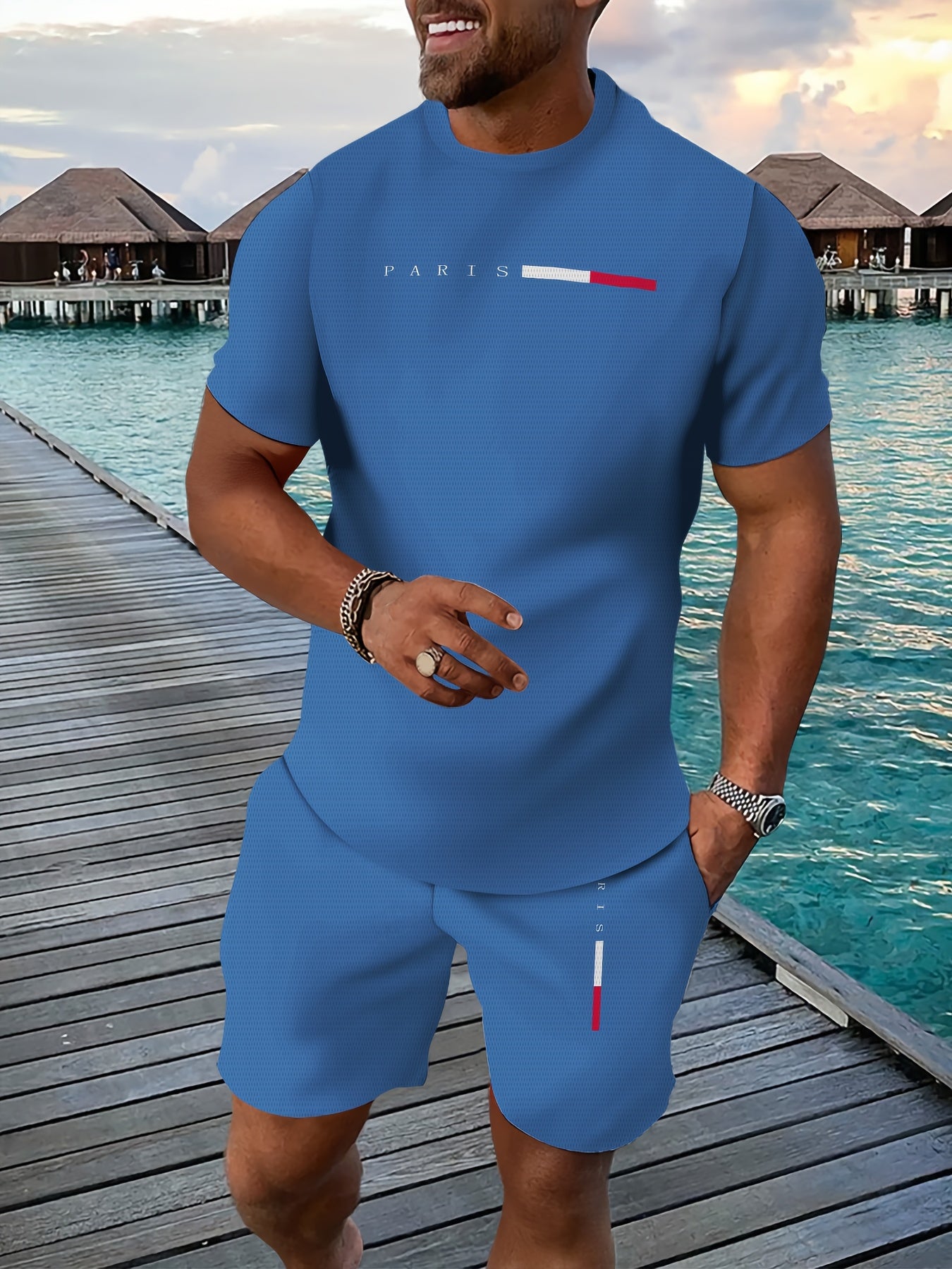 男士3D列印夏季運動服透氣動感
