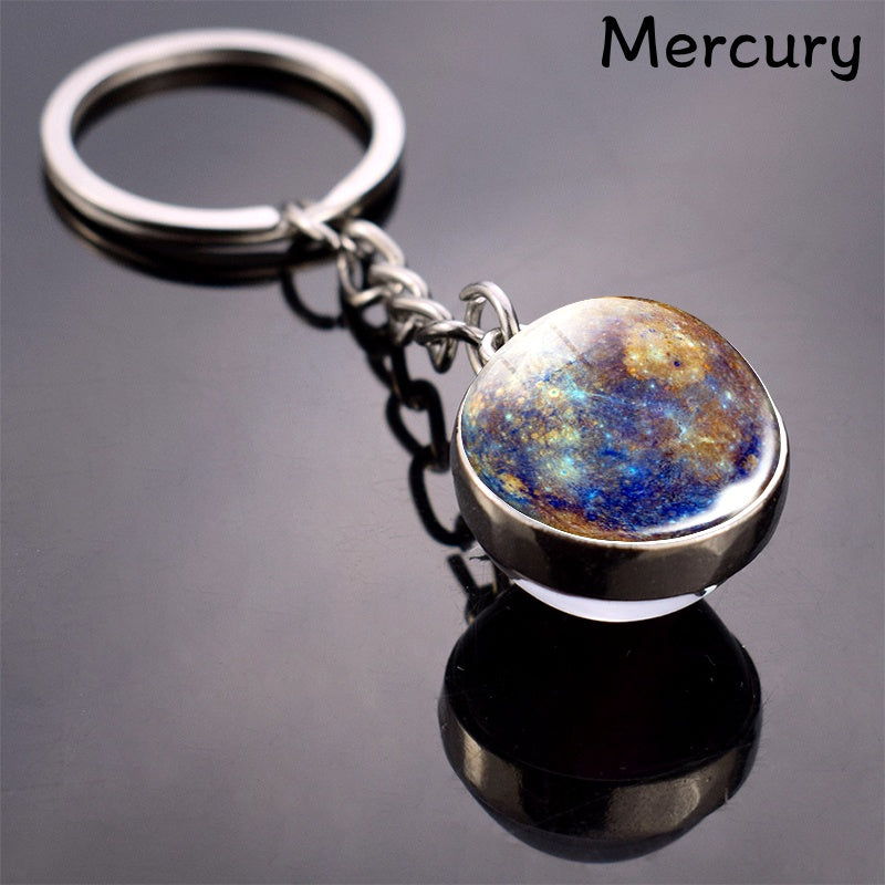 Móc Khóa Hệ Mặt Trời Kim Loại - 8 Hành Tinh & Mặt Trăng - Daisan Mart