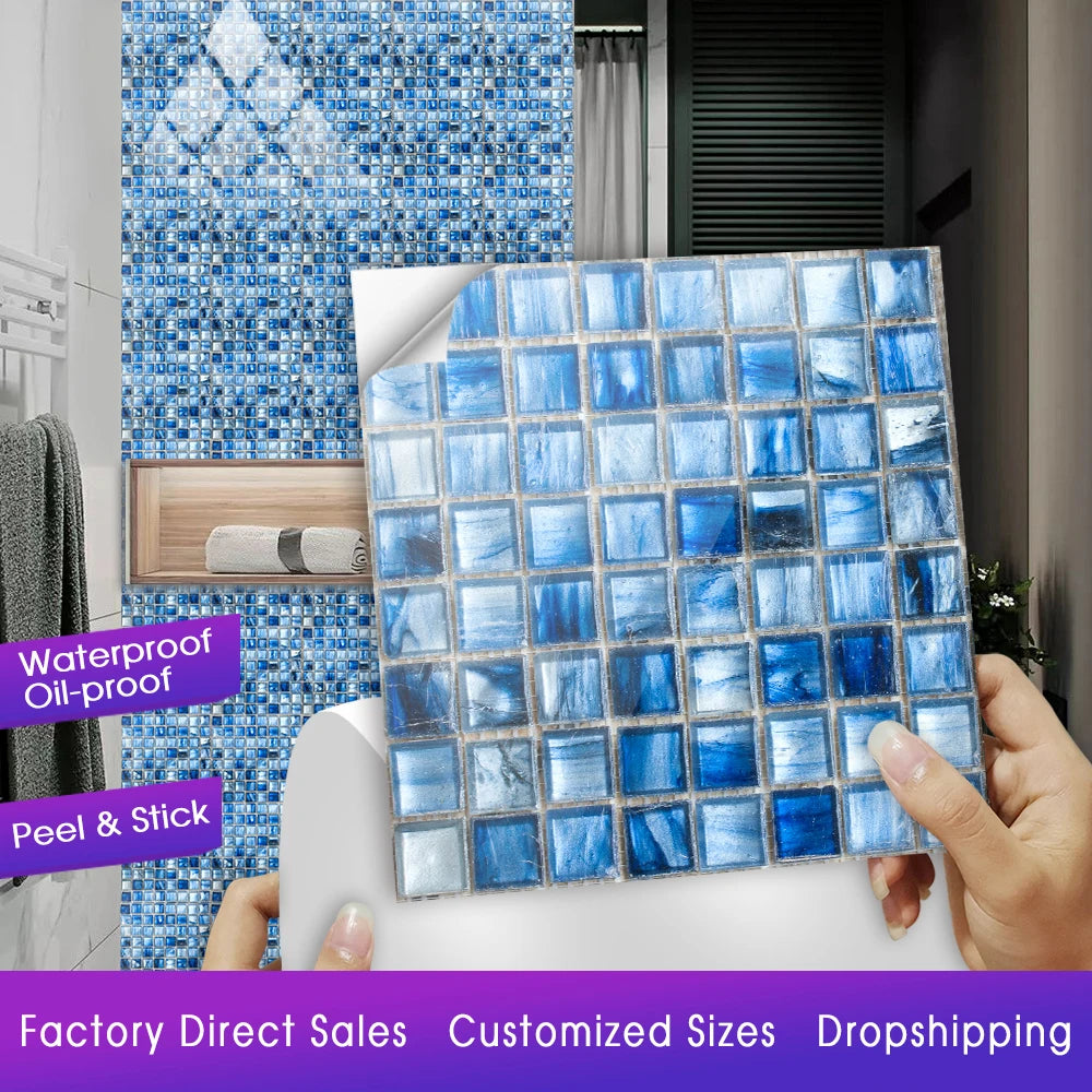 Bộ 10 Miếng Dán Gạch Giả Đá Xanh Trang Trí Tường - Daisan Mart