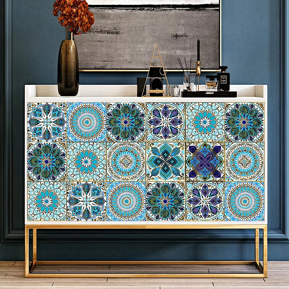 Bộ 10 Decal Dán Tường Mandala Gạch Men Pha Lê - Daisan Mart