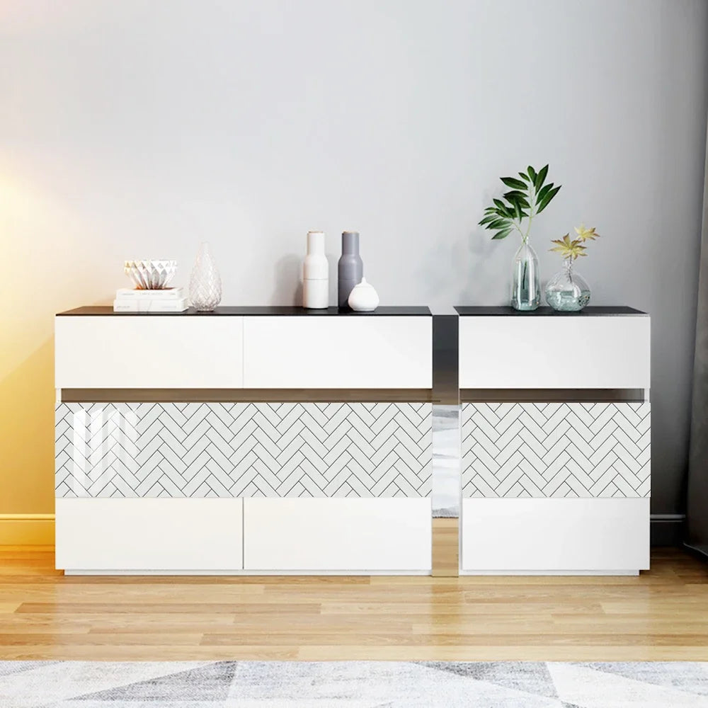 10 Miếng Dán Gạch Xám Trắng Chống Dầu, Dán Tường Bếp - Daisan Mart