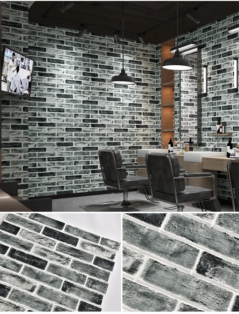 Wallpaper self-adhesive 3D three-dimensional wall stickers wall soft package shop decoration wall skirt wall board red brick - Daisan Mart