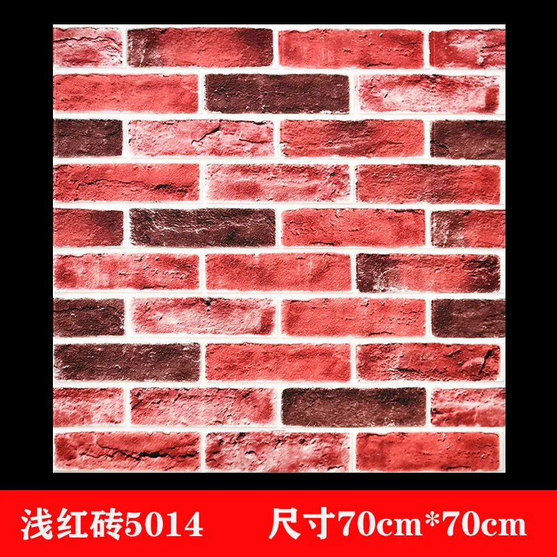 Wallpaper self-adhesive 3D three-dimensional wall stickers wall soft package shop decoration wall skirt wall board red brick - Daisan Mart