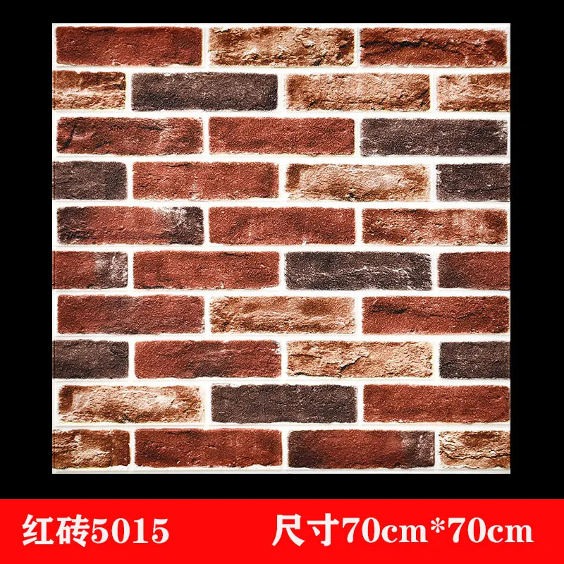Wallpaper self-adhesive 3D three-dimensional wall stickers wall soft package shop decoration wall skirt wall board red brick - Daisan Mart
