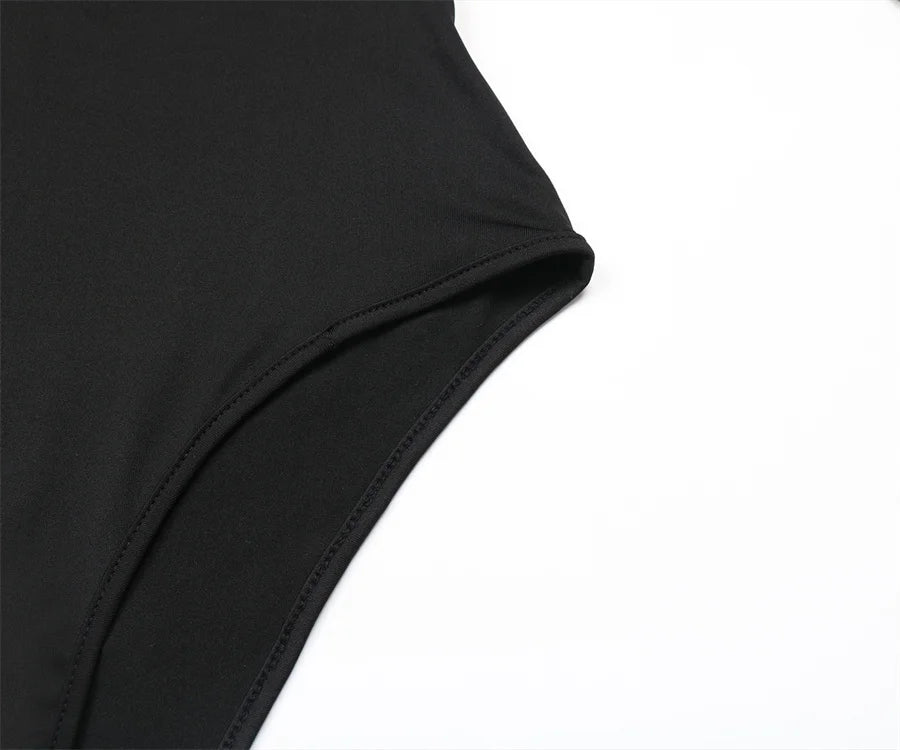Benuynffy Sexy Deep V-neck Contrast Lace Bodysuit Women's Spring Fall Long Sleeve Club Party Elegant One-piece Body Tops - Daisan Mart