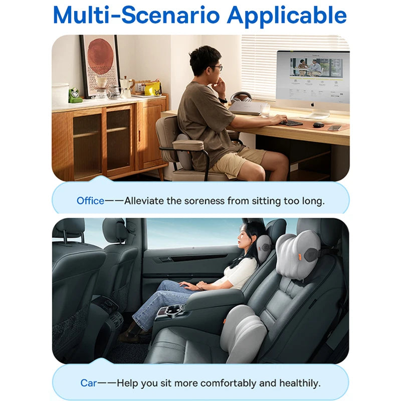 Baseus Car Neck Pillow Headrest Waist 3D Memory Foam Seat Support for Travel Neck Rest Breathable Car Back Lumbar Cushion Gadget - Daisan Mart
