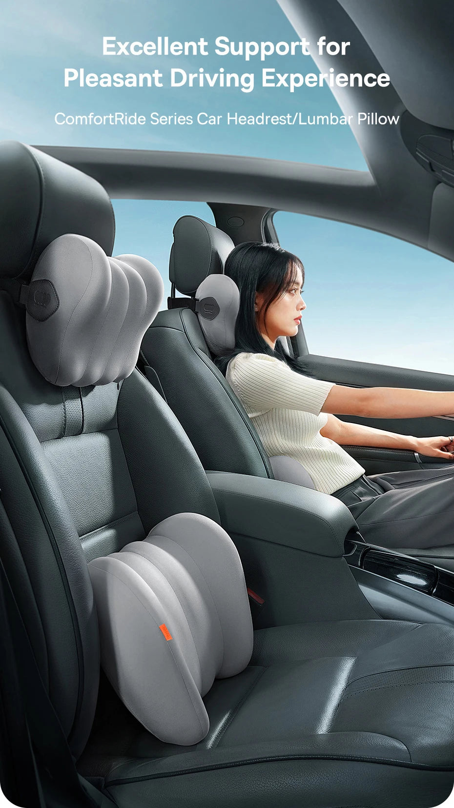Baseus Car Neck Pillow Headrest Waist 3D Memory Foam Seat Support for Travel Neck Rest Breathable Car Back Lumbar Cushion Gadget - Daisan Mart