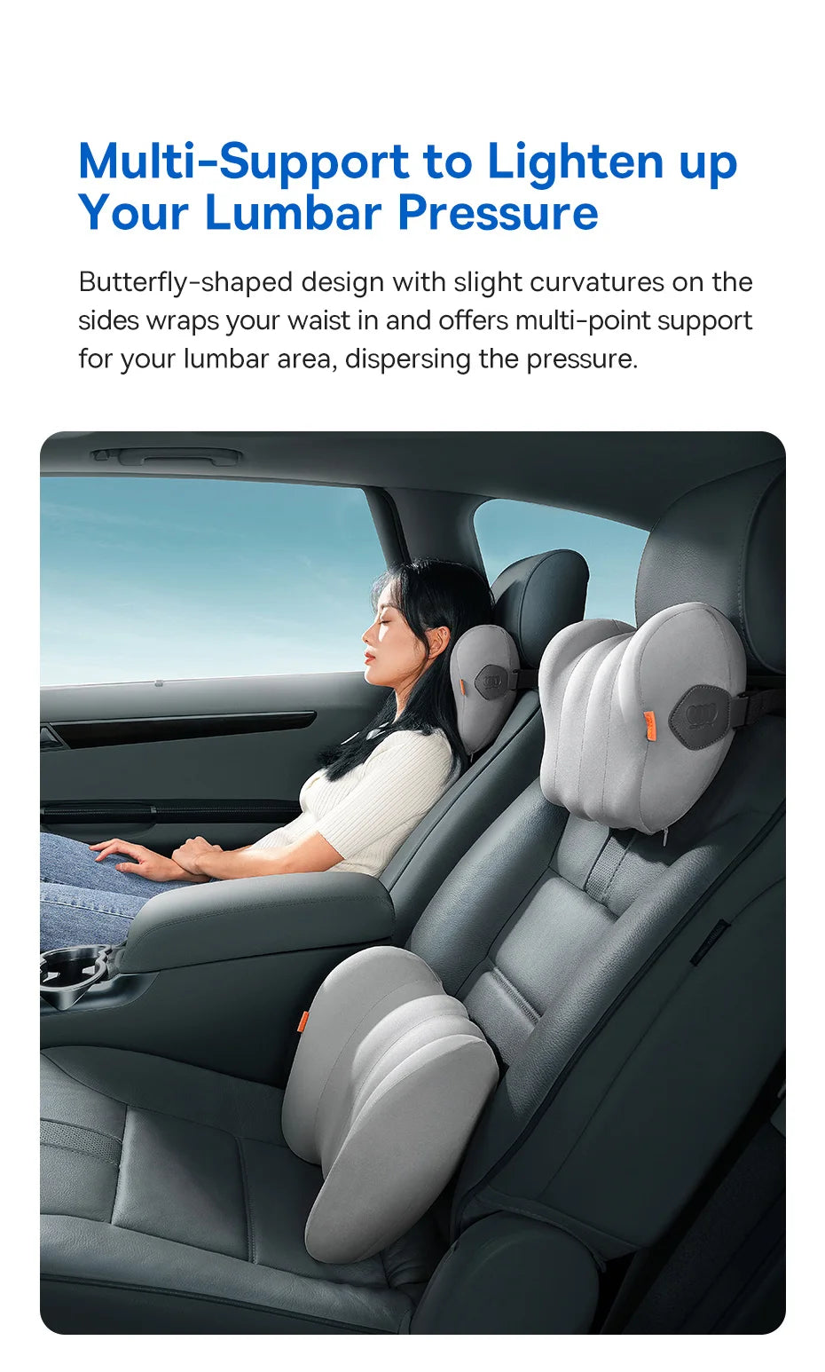 Baseus Car Neck Pillow Headrest Waist 3D Memory Foam Seat Support for Travel Neck Rest Breathable Car Back Lumbar Cushion Gadget - Daisan Mart